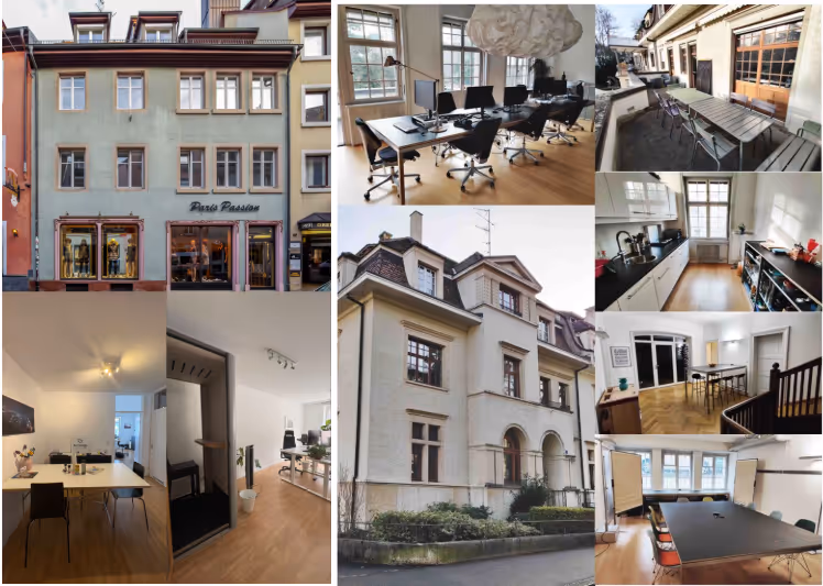 Collage des bureaux lumineux d'Allthings à Bâle et Freiburg